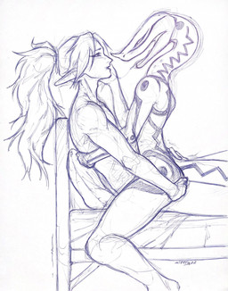 anthro bed blush bodily_fluids duo eye_contact female female_on_top flat_chested furniture hair hand_on_back hand_on_butt hand_on_face keleon_(mitery22) kissing long_hair long_neck looking_at_another male male/female on_bed on_top romantic romantic_ambiance romantic_couple saliva saliva_string smile mitery22 yussa_(mitery22) african_viper elf gaboon_viper humanoid reptile scalie snake viper hi_res monochrome sketch