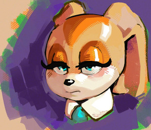 anthro black_nose blue_eyes clothed clothing collar dialogue eyelashes female floppy_ears fur long_ears multicolored_body multicolored_fur narrowed_eyes orange_body orange_fur simple_background solo tan_body tan_fur two_tone_body two_tone_fur young young_anthro young_female latchk3y sega sonic_the_hedgehog_(series) cream_the_rabbit lagomorph leporid mammal rabbit 2025 headshot_portrait icon portrait reaction_image