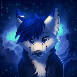 abstract_background anthro blue_eyes blue_hair cheek_tuft clothed clothing detailed_background facial_piercing facial_tuft front_view fur glistening glistening_eyes hair jacket lip_piercing lip_stud looking_at_viewer male piercing short_hair solo star stud_piercing topwear tuft unsigned white_body white_fur mylafox canid canine canis mammal wolf 1:1 2019 bust_portrait detailed hi_res icon portrait