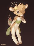 3_toes anthro antler_stump feet flower_on_head looking_at_viewer male mistletoe mostly_nude plant scarf scarf_only simple_background solo toes young young_anthro young_male koiyaroid deer mammal new_world_deer white-tailed_deer absurd_res hi_res