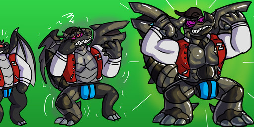 anthro barazoku black_body claws clothing cross-eyed dorsal_fin dorsal_frill ear_fins fin frill_(anatomy) grey_body growth growth_sequence horn hypnosis hypnotic_eyes jacket jock jockstrap letterman_jacket male mind_control multicolored_body red_eyes ringed_eyes simple_background smile solo spines topwear transformation underwear wings igglab mythology nintendo pokemon negadrake dragon generation_5_pokemon legendary_pokemon mythological_creature mythological_scalie pokemon_(species) scalie zekrom 2024 absurd_res hi_res
