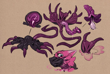 blue_eyes egg facehugger_like_creature fur intersex intersex/male male ovipositor pink_body pink_fur purple_body tentacles vonepitaph alien_(franchise) epi_(vonepitaph) alien canid canine facehugger fennec_fox fox mammal monster true_fox unknown_species hi_res