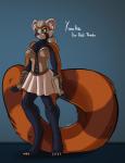 anthro clothed clothing female fluffy fluffy_tail heterochromia solo standing tail devilbluedragon ymalke_(yusarie) ailurid mammal red_panda hi_res herm_(lore)