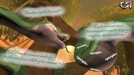 ambiguous_gender dialogue digestion_noises feral forest green_body jungle plant solo text tree vore psikokinetic sharkstuff_(modeler) the_jungle_book kaa_(jungle_book) python reptile scalie snake 2023 3d_(artwork) digital_media_(artwork) english_text hi_res source_filmmaker_(artwork) male_(lore)