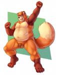 anthro balls brown_body brown_fur chest_tuft flaccid foreskin fur genitals humanoid_genitalia humanoid_penis looking_at_viewer male musclegut muscular muscular_anthro muscular_male nude open_mouth orange_body orange_fur overweight overweight_anthro overweight_male penis simple_background slightly_chubby smile solo tuft adios franook canid canine mammal raccoon_dog tanuki 2015 digital_media_(artwork)