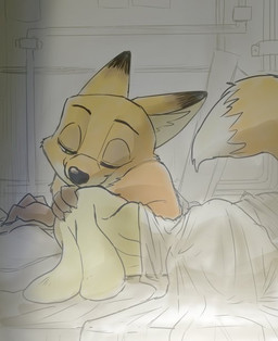 anthro bed dark duo female fur furniture light_body light_fur love male orange_body orange_fur simple_background sleeping tan_body tan_fur mitsuharu disney zistopia zootopia judy_hopps nick_wilde canid canine fox lagomorph leporid mammal rabbit red_fox true_fox 2017