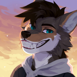 anthro black_clothing black_hair black_jacket black_topwear blue_eyes cheek_tuft clothed clothing cloud detailed_background facial_tuft fangs fur glistening glistening_eyes glistening_hair grey_body grey_fur grin hair hoodie jacket male narrowed_eyes neck_tuft orange_body orange_fur outside short_hair sky smile solo teeth topwear tuft unsigned white_body white_clothing white_fur white_hoodie white_topwear corzh77 canid canine mammal maned_wolf 1:1 absurd_res bust_portrait detailed hi_res icon portrait