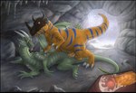 anthro bodily_fluids cum cum_in_pussy cum_inside duo female female_penetrated feral genital_fluids genitals internal male male/female male_penetrating male_penetrating_female penetration penis pussy sex tail nyashia bandai_namco digimon mythology ceratosaur ceratosaurid ceratosaurus digimon_(species) dinosaur dragon greymon mythological_creature mythological_scalie prehistoric_species reptile scalie theropod hi_res