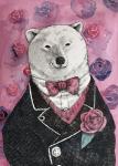 anthro black_nose clothing flower fur plant shirt solo topwear white_body white_fur knimzknov bear mammal polar_bear ursine 2017 hi_res