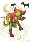 adolescent anthro boots breasts cleavage clothed clothing costume female footwear gloves green_body green_scales hair halloween_costume handwear holidays midriff red_hair scales shoes simple_background solo tail young young_anthro young_female robin_dassen halloween mythology twin_dragons_(webcomic) kaya_(twin_dragons) bat dragon mammal mythological_creature mythological_scalie scalie 2018 hi_res