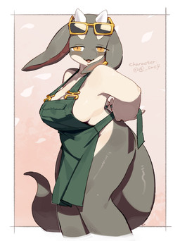 anthro apron big_breasts biped blush breasts clothed clothed_anthro clothed_female clothing female front_view grey_body grey_tail horn looking_at_viewer non-mammal_breasts open_mouth overweight overweight_anthro overweight_female smile solo standing tail thick_thighs tongue yellow_eyes kame_3 mythology latte_(sme4) dragon mythological_creature mythological_scalie scalie 2025 absurd_res digital_drawing_(artwork) digital_media_(artwork) hi_res