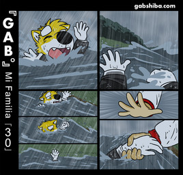 anthro asphyxiation black_nose drowning duo eyebrows first_person_view fur male multicolored_body multicolored_fur open_mouth outside raining rescue solo_focus text thick_eyebrows two_tone_body two_tone_fur white_body white_fur wrist_grab yellow_body yellow_fur gabshiba gab_(comic) gab_shiba canid canine canis domestic_dog mammal shiba_inu spitz comic digital_media_(artwork) multiple_scenes url