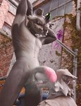 3d_(artwork) abs alley anthro athletic athletic_male ball_sniffing balls big_penis blender_(artwork) canid canine canis digital_media_(artwork) duo epic_games fortnite genitals hi_res male male/male mammal muscular musk musk_clouds musky_cock penis penis_sniffing procyonid raccoon rufus_(fortnite) sneakyphox sniffing tongue tongue_out vein veiny_penis wendell_(fortnite) wolf