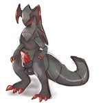 animal_genitalia animal_penis blush bodily_fluids cum erection genital_fluids genitals male penis semi-anthro solo bloowolfy nintendo pokemon generation_5_pokemon haxorus pokemon_(species) reptile scalie 2020