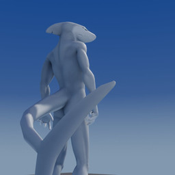 anthro butt convenient_censorship fin gills head_fin male multicolored_body muscular nude shark_tail simple_background solo tail tail_fin two_tone_body joeyjazz fishfunk_(modeler) joey_(joeyjazz) aquatic fish shark 1:1 3d_(artwork) digital_media_(artwork)