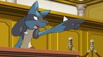 anthro male solo matchstick_39 ace_attorney capcom nintendo objection! pokemon generation_4_pokemon lucario pokemon_(species) 16:9 hi_res widescreen