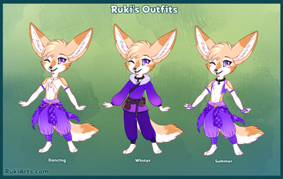 ambiguous_anthro ambiguous_gender anthro blue_border border clothing collar dipstick_ears ear_markings fur markings multicolored_ears multiple_poses one_eye_closed orange_body orange_fur pose purple_eyes solo rukifox ruki_(rukifox) canid canine fennec_fox fox mammal true_fox
