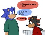 anthro asking asking_another black_body black_eyebrows black_eyes black_fur black_nose blue_body blue_eyebrows blue_fur clothed clothed_anthro clothed_male clothing dialogue duo eyebrows frown fur fur_markings green_clothing green_sweater green_topwear looking_at_another looking_at_partner looking_down_at_partner male male_anthro markings multicolored_body open_frown open_mouth question radiator red_clothing red_markings red_sweater red_topwear simple_background sitting speech_bubble standing sweater tan_body tan_inner_ear tan_skin text thick_eyebrows topwear beastofeuthanasia sega sonic_the_hedgehog_(series) shadow_the_hedgehog sonic_the_hedgehog eulipotyphlan hedgehog mammal 2025 colored digital_drawing_(artwork) digital_media_(artwork) english_description english_text shaded simple_shading