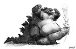 anthro balls belly big_balls big_belly big_penis bodily_fluids claws cum cumshot ejaculation erection flexing genital_fluids genitals hands-free huge_balls huge_penis hyper hyper_balls hyper_genitalia hyper_penis male moobs morbidly_obese morbidly_obese_anthro morbidly_obese_male muscular muscular_anthro muscular_male non-mammal_balls obese obese_anthro obese_male open_mouth overweight overweight_anthro overweight_male penis simple_background smile solo spikes standing white_background aokamidu godzilla_(series) toho godzilla 2020 hi_res