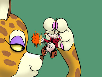 anthro barefoot bottomless clothed clothing countershading duo extreme_size_difference eyelashes eyeshadow feet female female/female fur glitter_eyeshadow held_by_tail held_upside_down holding_character larger_anthro larger_female makeup micro micro_abuse notched_ear pawpads paws pink_pawpads simple_background size_difference smaller_anthro smaller_female smile smirk swinging_weapon topwear unknown_artist kirby_(series) kirby_and_the_forgotten_land mina_the_hollower nintendo yacht_club_games clawroline mina_(mina_the_hollower) felid leopard mammal mouse murid murine pantherine rodent 4:3 crossover hi_res