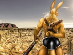 5_fingers anthro biceps biped black_nose boomerang bottomwear clothed clothing day didgeridoo earbuds electronics fingers fur furgonomics grass hand_behind_back headphones holding_object holding_weapon long_ears male muscular muscular_anthro muscular_male musical_instrument orange_body orange_fur outback outside plant portable_music_player ranged_weapon rear_view scabbard shorts skimpy sky solo standing tail tail_clothing tight_clothing topless tree uluru weapon wind_instrument nexus real_world semple kangaroo macropod mammal marsupial 2009 4:3