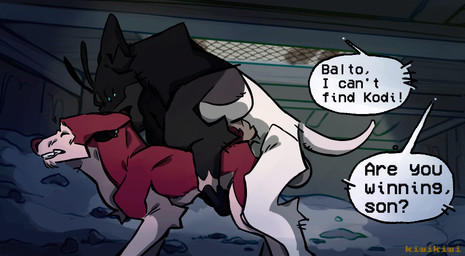 anal anal_penetration animal_genitalia balls bite biting_another biting_partner butt dialogue duo feral feral_on_feral feral_penetrated feral_penetrating feral_penetrating_feral from_behind_position fur genitals male male/male male_on_bottom male_on_top male_penetrated male_penetrating male_penetrating_male obscured_penetration on_bottom on_top penetration penile penile_penetration penis scruff_bite sex sheath size_difference tail teeth text kiwikiwi555 balto_(series) universal_studios kodiak_(balto) canid canine mammal 2d_animation animated digital_media_(artwork) english_text frame_by_frame loop