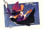 anthro beak clothed clothing hat headgear headwear male simple_background solo text uochandayo darkwing_duck disney ducktales ducktales_(2017) drake_mallard anatid anseriform avian bird duck 2021 hi_res signature