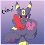 animal_genitalia animal_penis balls big_penis black_body canine_genitalia canine_penis erection feral genitals knot looking_at_viewer male pawpads paws penis red_eyes solo finamuw nintendo pokemon mevil eeveelution generation_2_pokemon pokemon_(species) umbreon 1:1 hi_res