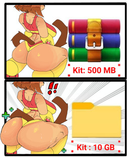 anthro armor armwear big_butt bikini black_nose boots brown_body brown_fur brown_hair brown_tail butt butt_expansion cat_tail clothing exclamation_point expansion female folder folder_icon footwear fur gauntlets gloves growth hair handwear huge_butt motion_lines open_mouth shoes simple_background sitting solo surprised swimwear tail tan_body tan_fur text two-piece_swimsuit white_background miaval_tec decompressed_file_meme gameoverse glitch_productions winrar kit_bodega domestic_cat felid feline felis mammal english_text hi_res