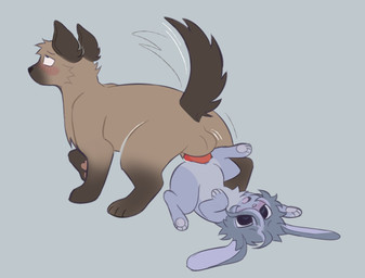 4_toes ambiguous_gender animal_genitalia animal_penis big_penis black_eyes black_nose blush bodily_fluids brown_body brown_ears brown_fur brown_paws brown_tail canine_genitalia canine_penis duo feet female feral feral_on_feral feral_penetrated feral_penetrating feral_penetrating_feral floppy_ears fur genital_fluids genitals grey_background grey_hair hair knot legs_up looking_pleasured lying male male/female on_back pawpads paws penetration penis pink_pawpads purple_body purple_fur purple_pawpads purple_paws quadruped red_penis sex simple_background snout tail tail_motion tailwag tan_body tan_fur toes toony vaginal vaginal_fluids vaginal_penetration littleperrito clinical_trial angel_martinez lee_smith canid canine canis domestic_dog lagomorph leporid mammal rabbit hi_res