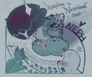 anthro anus big_butt blue_background blush blush_lines bodily_fluids butt extreme_size_difference forked_tongue freckled_face freckles fur group larger_anthro larger_male licking licking_lips licking_own_lips looking_back macro male male_anthro markings open_mouth presenting presenting_hindquarters saliva saliva_on_butt seats shocked simple_background sitting size_difference spot_freckles spots spotted_body spotted_butt spotted_face spotted_fur spotted_shoulders stadium surprised tail tail_mouth thick_thighs tongue tongue_out tuft unusual_anatomy unusual_tail wide_eyed wide_hips voraciousollie neph_(voraciousollie) ailurid aquatic human hybrid kaiju leopard_seal mammal monster pinniped red_panda seal green_theme hi_res nonbinary_(lore)