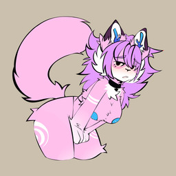 anthro antlers black_collar black_eyes blue_antlers blue_nipples blush chest_fur collar collar_tag crouching female fur fur_markings hair heart_collar heart_collar_tag horn long_hair looking_at_viewer markings nipples open_mouth pink_body pink_fur presenting purple_ears purple_hair raised_tail solo sticking_out_ass tail white_paws blxxdy_val3nt1ne atlyss poon_(atlyss) 1:1 3d_(artwork) absurd_res detailed digital_drawing_(artwork) digital_media_(artwork) flat_colors hi_res