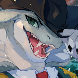 ambiguous_gender anthro black_clothing black_hat black_headwear clothed clothing fangs green_eyes hat headgear headwear looking_at_viewer open_mouth red_tongue scales solo teeth tongue white_body white_scales corzh77 reptile scalie snake 1:1 bust_portrait hi_res portrait