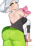 animal_humanoid big_butt bottomwear breasts butt cephalopod cephalopod_humanoid clothed clothing duo ear_piercing ear_ring female gatotorii hi_res humanoid inkling larger_female marie_(splatoon) marine marine_humanoid mollusk mollusk_humanoid nintendo pants piercing ring_piercing shirt simple_background size_difference splatoon topwear white_background