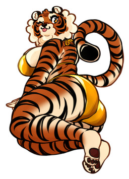 anthro barefoot big_breasts big_butt big_cheeks big_tail bikini bikini_bottom bikini_top black_stripes blep breasts brown_pawpads butt cheek_tuft clothed clothed_anthro clothed_female clothing curled_tail facial_markings facial_tuft feet female fur gold_bikini head_markings inner_ear_fluff long_tail looking_at_viewer looking_back markings neck_tuft one_eye_closed orange_body orange_eyes orange_fur pawpads paws pink_tongue pose side_boob simple_background sitting skimpy slightly_chubby small_eyes solo striped_arm striped_back striped_body striped_face striped_legs striped_markings striped_tail stripes swimwear tail tail_markings tied_bikini tongue tongue_out tuft two-piece_swimsuit white_background white_body white_breasts white_fingers white_fur white_inner_ear white_inner_ear_fluff wink winking_at_viewer highlandkall golden_week naomi_(highlandkall) felid mammal pantherine tiger 2024 absurd_res digital_drawing_(artwork) digital_media_(artwork) hi_res pinup