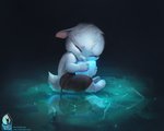 4_toes 5_fingers anthro barefoot clothed clothing eyes_closed feet fingers fur male sitting solo text toes topless white_body white_fur alectorfencer lagomorph leporid mammal rabbit 2020 digital_media_(artwork) hi_res url