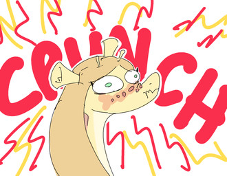 brown_hair crush death_by_snu_snu female feral green_eyes hair horn long_neck markings ossicone scrunchy_face solo spots spotted_body nobby_(artist) paisley_(nobby) giraffe giraffid mammal aliasing binary_drawing digital_drawing_(artwork) digital_media_(artwork) hi_res