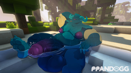 3_toes 4_fingers anthro balls barazoku belly big_balls big_nipples big_penis biped blue_balls blue_body blue_pubes bodily_fluids body_hair claws day erection eyeless feet fingers genitals glans grass horn humanoid_genitalia humanoid_penis light light_beam male musclegut muscular muscular_anthro muscular_male nipples nude outside overweight overweight_anthro overweight_male partially_submerged penis plant pond pubes purple_glans purple_nipples purple_penis relaxing sand sitting smile solo sunbathing sunbeam sunlight sweat text toe_claws toes tongue tongue_out tree vein veiny_penis video_game_background vines water yellow_body ppandogg microsoft minecraft mojang tumblr xbox_game_studios fan_character warryn_(trick_rex) reptile scalie turtle warden_(minecraft) absurd_res artist_name digital_drawing_(artwork) digital_media_(artwork) english_text hi_res signature