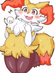 anthro black_body black_fur blush breasts cute_fangs ear_tuft fangs female fur navel open_mouth orange_body orange_eyes orange_fur solo teeth tuft white_body white_fur yellow_body yellow_fur ronchainu nintendo pokemon braixen canid canine generation_6_pokemon mammal pokemon_(species) 2020 3:4 hi_res