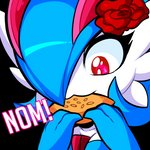 breasts clothed clothing collar eating female food hair heart_symbol not_furry poffin red_eyes solo text white_body gaiki nintendo pokemon gardevoir generation_3_pokemon mammal pokemon_(species) shiny_pokemon 1:1 2021 digital_media_(artwork) english_text reaction_image