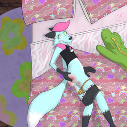 bedroom bodily_fluids butt butt_slap clothing collar crying cum cum_inside dipstick_tail female genital_fluids genitals looking_at_viewer markings panties plushie print_clothing print_panties print_underwear slap spank_marks spanking tail tail_markings tears underwear vulva powerfulcrumpets cloe_supraari canid canine fox mammal 1:1 hi_res