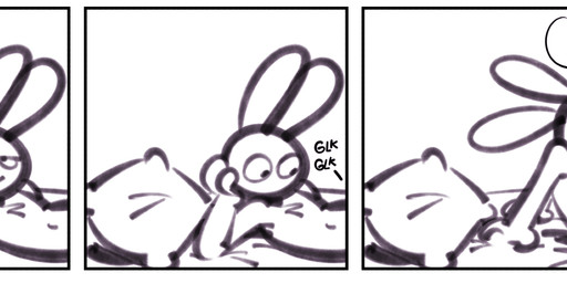 anthro autofellatio bed dialogue forced forced_masturbation furniture head_on_hand humor long_ears male masturbation nude oral oral_masturbation penile penile_masturbation pillow profanity solo sound_effects surprised text toony what_has_science_done panken lagomorph leporid mammal rabbit 2025 comic english_text hi_res lol_comments monochrome
