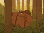 2024 4:3 anthro beaver belly big_belly biped brown_body detailed_background don't_starve facial_hair hi_res klei_entertainment male mammal moobs mustache outside overweight overweight_male plant radbrott rodent solo tree were werebeaver wererodent