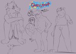 anthro bottomless bottomwear clothed clothing confusion devi_(clubskunk) erection foreskin genitals male penis perspective shirt shorts shorts_only sitting speech_bubble tank_top topless topwear young young_anthro young_male clubskunk bear mammal polar_bear ursine hi_res sketch_page