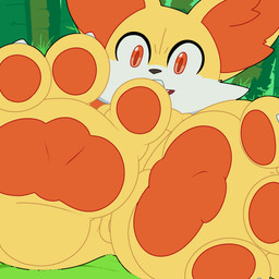 3_toes ambiguous_anthro ambiguous_gender anthro anthrofied claws close-up feet foot_fetish foot_focus fur looking_at_viewer orange_pawpads pawpads plant pokemorph soles toe_claws toepads toes yellow_body yellow_feet yellow_fur yellow_soles yellow_toes dragotrashcan nintendo pokemon fennekin generation_6_pokemon pokemon_(species) 1:1 absurd_res colored digital_media_(artwork) hi_res