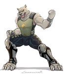anthro armor bulge clothing feet fur gauntlets gloves handwear hero hero_pose legwear male muscular open_mouth paws simple_background snarling solo superhero superhero_costume teeth tongue white_body white_fur crazydrak image_comics invincible_(image_comics) mythology the_astounding_wolf-man gary_hampton wolf-man_(image_comics) canid canine canis mammal mythological_canine mythological_creature werecanid werecanine werecreature werewolf wolf absurd_res hi_res