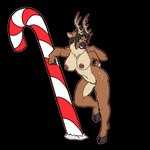 anthro breasts candy candy_cane dessert female food hooves nipples pose solo azzydrawsstuff cervine deer mammal new_world_deer reindeer 1:1 alpha_channel hi_res pinup