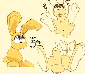 anthro anus armless big_penis bodily_fluids buckteeth directional_arrow dizzy eyeshadow flying_sweatdrops genitals lying makeup male on_back penis scut_tail short_tail solo sweat sweatdrop tail teeth tripping x_anus yellow_body catjamn mario_bros nintendo super_mario_64 mips lagomorph leporid mammal rabbit 2025 digital_drawing_(artwork) digital_media_(artwork) sketch