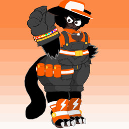 3_toes 4_fingers >:3 afro anthro belt big_breasts biped black_body black_eyelids black_fur black_fur_markings breasts brown_body brown_skin claws cleavage_cutout clock clothed clothing cutout feet femboy fingers footwear freckles fur gloves handwear hat headgear headwear heart_clothing heart_symbol herm intersex jewelry large_paws leg_pouch markings necklace overalls patchwork_clothing pawpads shoes slightly_chubby sneakers solo sweater thick_thighs toe_claws toeless_footwear toes topwear turtleneck watch whisker_markings wide_hips moltenart_pixels jupin_(moltenart) felid feline humanoid mammal nekoseijin 1:1
