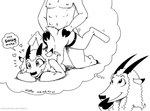 2018 ambiguous_penetration antelope anthro bestiality black_and_white bovid breasts clothing comic dani_(tegerio) dialogue duo english_text female female_penetrated feral feral_penetrated fur hair heart_symbol herm_(lore) horn interspecies legwear male male/female male_penetrating male_penetrating_female mammal monochrome nude penetration scut_tail sex short_tail speech_bubble tail tegerio text thigh_highs thought_bubble